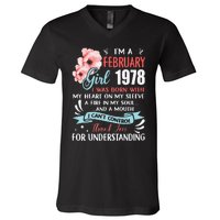 Cute February 1978 45th Birthday Gift 45 Years Old V-Neck T-Shirt