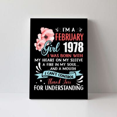 Cute February 1978 45th Birthday Gift 45 Years Old Canvas