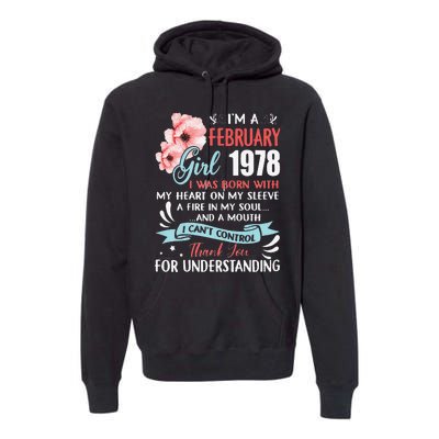 Cute February 1978 45th Birthday Gift 45 Years Old Premium Hoodie