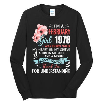 Cute February 1978 45th Birthday Gift 45 Years Old Tall Long Sleeve T-Shirt