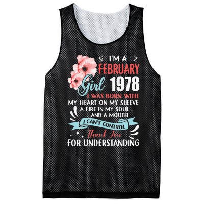 Cute February 1978 45th Birthday Gift 45 Years Old Mesh Reversible Basketball Jersey Tank