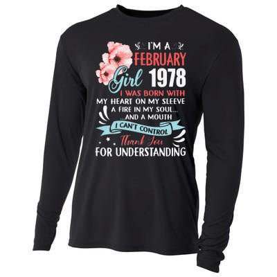 Cute February 1978 45th Birthday Gift 45 Years Old Cooling Performance Long Sleeve Crew