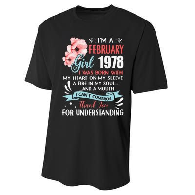 Cute February 1978 45th Birthday Gift 45 Years Old Performance Sprint T-Shirt