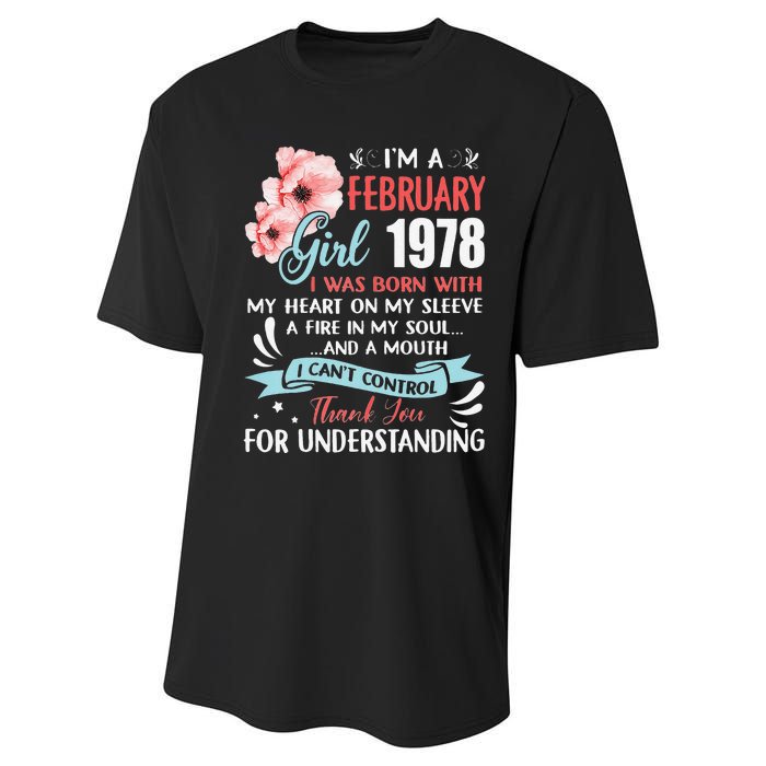 Cute February 1978 45th Birthday Gift 45 Years Old Performance Sprint T-Shirt