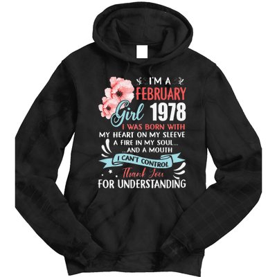 Cute February 1978 45th Birthday Gift 45 Years Old Tie Dye Hoodie