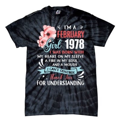 Cute February 1978 45th Birthday Gift 45 Years Old Tie-Dye T-Shirt