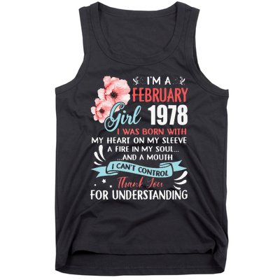 Cute February 1978 45th Birthday Gift 45 Years Old Tank Top