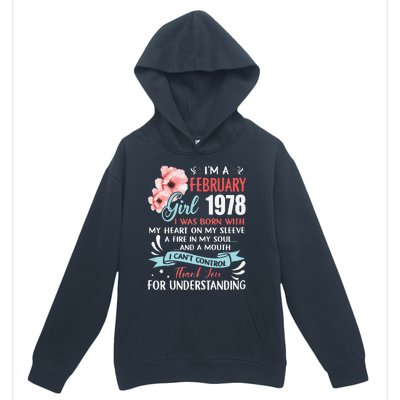 Cute February 1978 45th Birthday Gift 45 Years Old Urban Pullover Hoodie