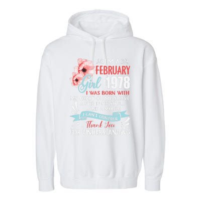 Cute February 1978 45th Birthday Gift 45 Years Old Garment-Dyed Fleece Hoodie