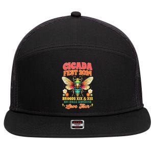 Cicada Fest 2024 Broods Xix & Xiii Entomology Cicada Lover Gift 7 Panel Mesh Trucker Snapback Hat