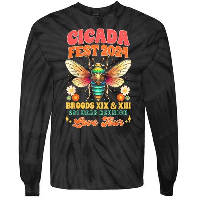 Cicada Fest 2024 Broods Xix & Xiii Entomology Cicada Lover Gift Tie-Dye Long Sleeve Shirt