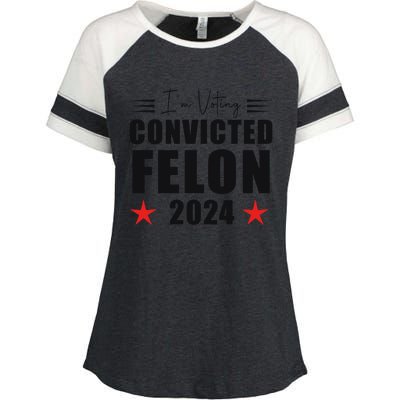 Convicted Felon 2024 Voting Graphic Enza Ladies Jersey Colorblock Tee