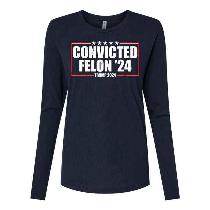 Convicted Felon 24 Trump 2024 Womens Cotton Relaxed Long Sleeve T-Shirt