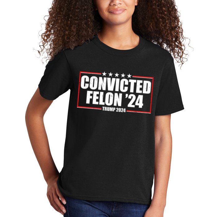 Convicted Felon 24 Trump 2024 Kids T-Shirt