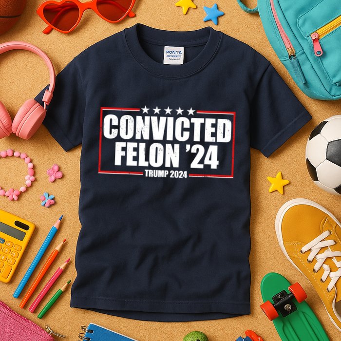 Convicted Felon 24 Trump 2024 Kids T-Shirt