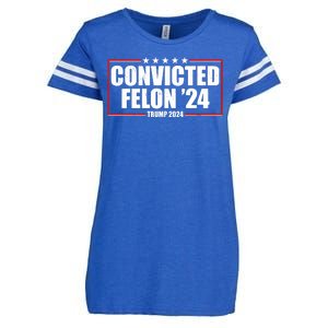 Convicted Felon 24 Trump 2024 Enza Ladies Jersey Football T-Shirt