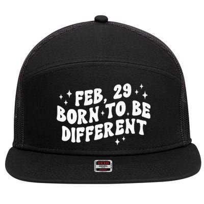 Cute Feb 29 Born To Be Different Leap Day Birthday Leap Year 7 Panel Mesh Trucker Snapback Hat