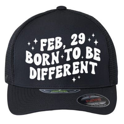 Cute Feb 29 Born To Be Different Leap Day Birthday Leap Year Flexfit Unipanel Trucker Cap