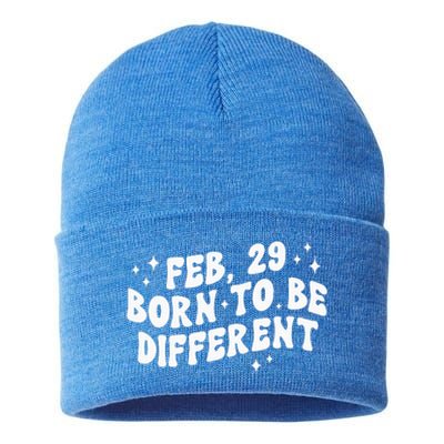 Cute Feb 29 Born To Be Different Leap Day Birthday Leap Year Sustainable Knit Beanie