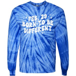 Cute Feb 29 Born To Be Different Leap Day Birthday Leap Year Tie-Dye Long Sleeve Shirt