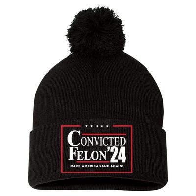 Convicted Felon 24 Make America Sane Again Pom Pom 12in Knit Beanie