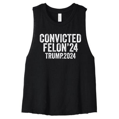 Convicted Felon 24 Trump 2024 Women's Racerback Cropped Tank