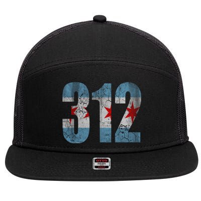 Chicago Flag 312 7 Panel Mesh Trucker Snapback Hat