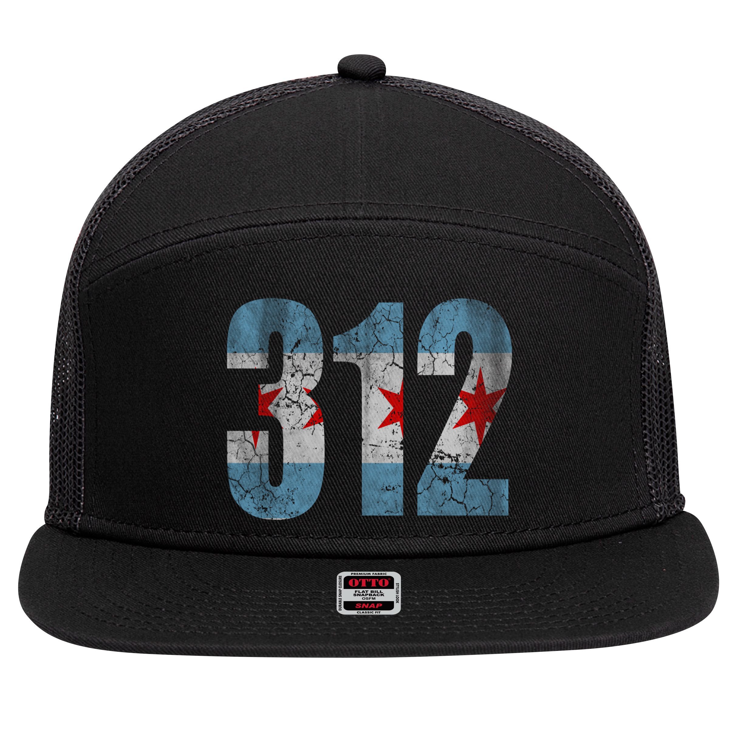 Chicago Flag 312 7 Panel Mesh Trucker Snapback Hat