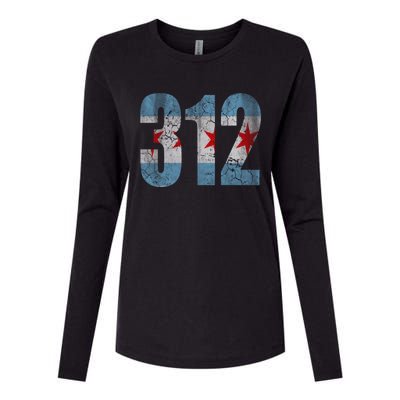 Chicago Flag 312 Womens Cotton Relaxed Long Sleeve T-Shirt