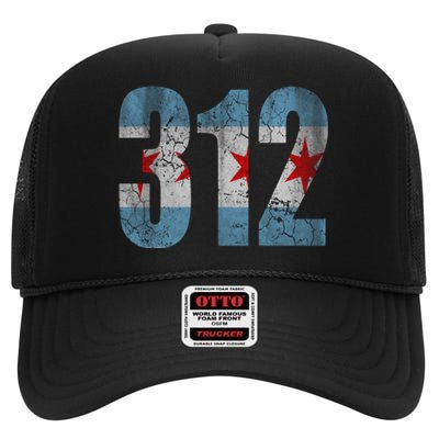 Chicago Flag 312 High Crown Mesh Back Trucker Hat