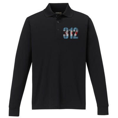 Chicago Flag 312 Performance Long Sleeve Polo