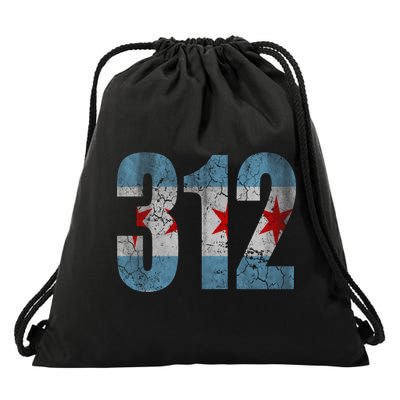 Chicago Flag 312 Drawstring Bag