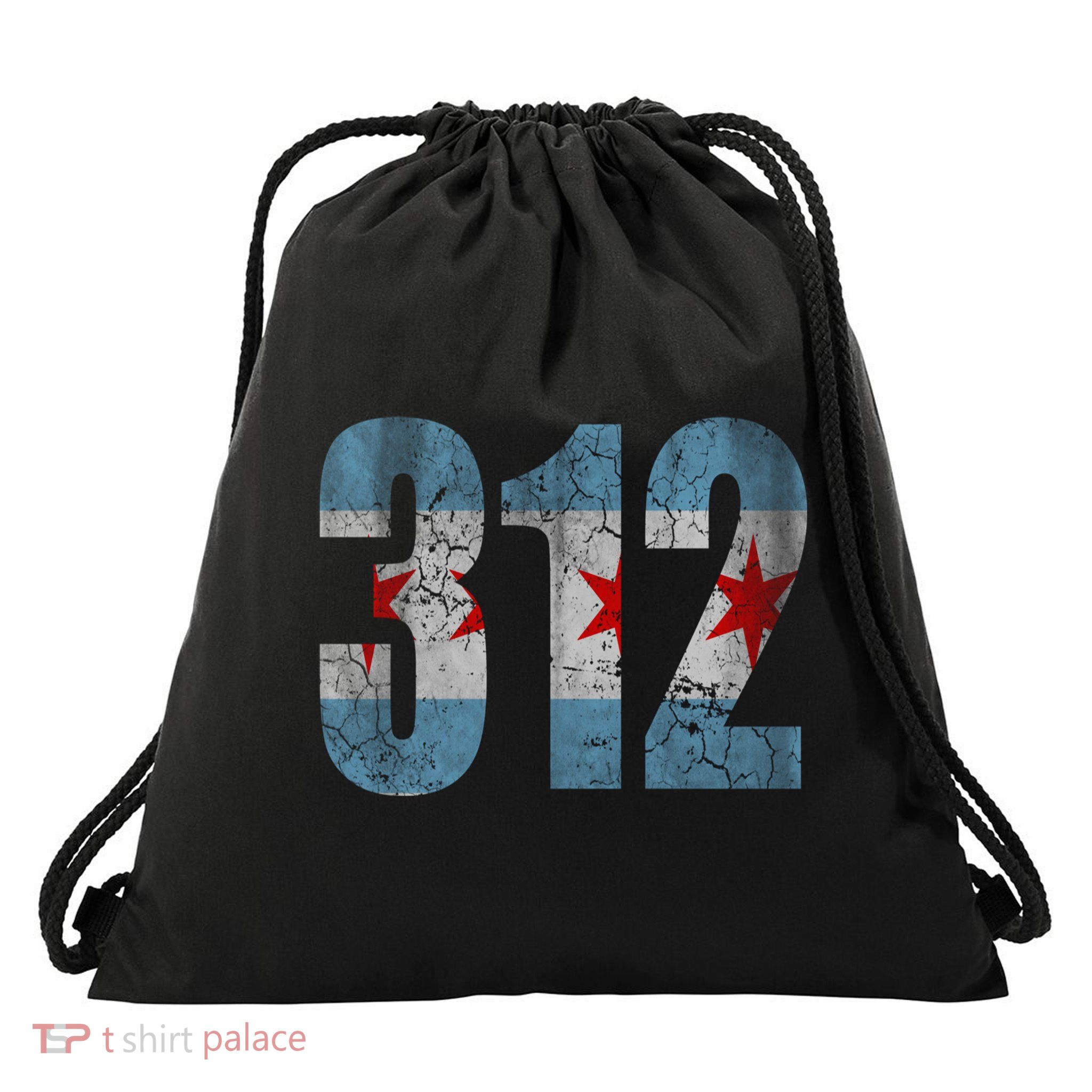 Chicago Flag 312 Drawstring Bag