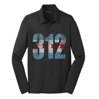 Chicago Flag 312 Silk Touch Performance Long Sleeve Polo