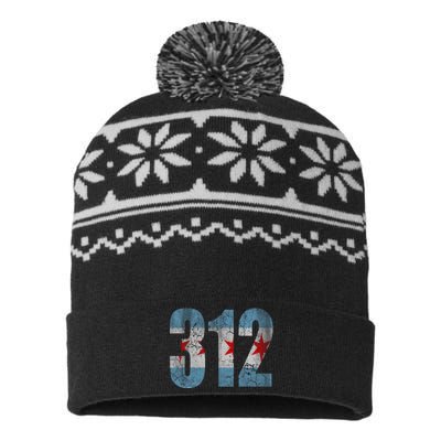 Chicago Flag 312 USA-Made Snowflake Beanie