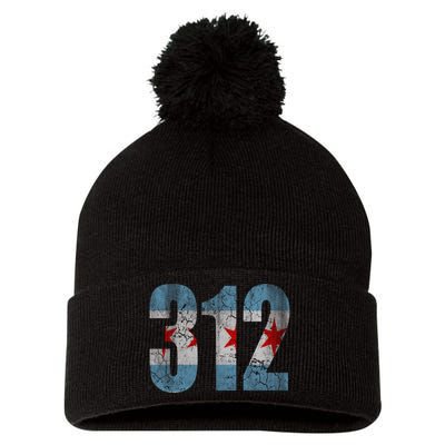 Chicago Flag 312 Pom Pom 12in Knit Beanie