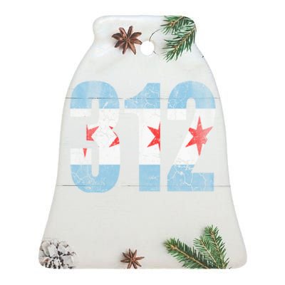 Chicago Flag 312 Ceramic Bell Ornament