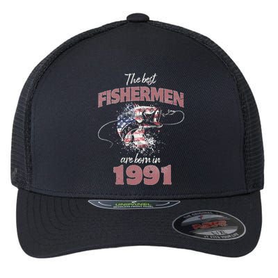 Cute Fisherman 32 Year Old Fishing Fisherman 1991 32nd Birthday Flexfit Unipanel Trucker Cap