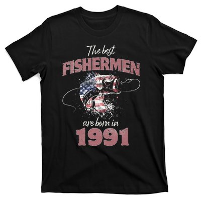 Cute Fisherman 32 Year Old Fishing Fisherman 1991 32nd Birthday T-Shirt