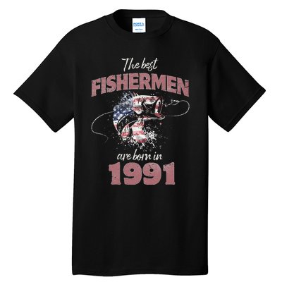 Cute Fisherman 32 Year Old Fishing Fisherman 1991 32nd Birthday Tall T-Shirt