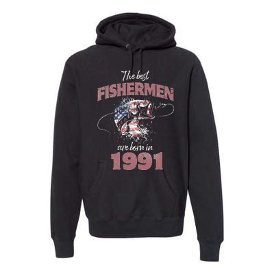 Cute Fisherman 32 Year Old Fishing Fisherman 1991 32nd Birthday Premium Hoodie