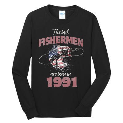 Cute Fisherman 32 Year Old Fishing Fisherman 1991 32nd Birthday Tall Long Sleeve T-Shirt