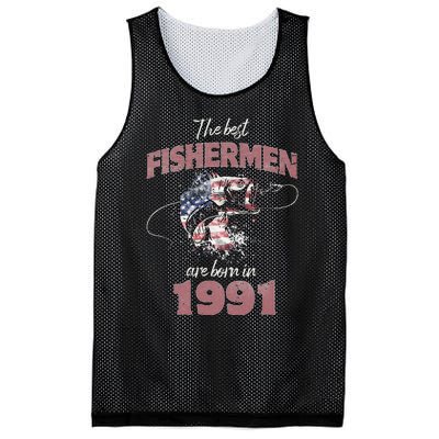 Cute Fisherman 32 Year Old Fishing Fisherman 1991 32nd Birthday Mesh Reversible Basketball Jersey Tank