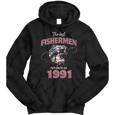 Cute Fisherman 32 Year Old Fishing Fisherman 1991 32nd Birthday Tie Dye Hoodie