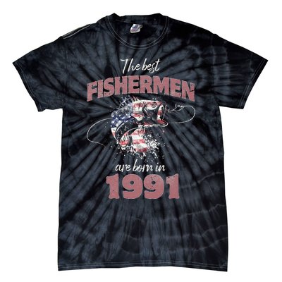 Cute Fisherman 32 Year Old Fishing Fisherman 1991 32nd Birthday Tie-Dye T-Shirt