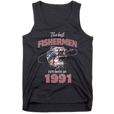 Cute Fisherman 32 Year Old Fishing Fisherman 1991 32nd Birthday Tank Top