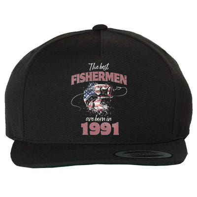 Cute Fisherman 32 Year Old Fishing Fisherman 1991 32nd Birthday Wool Snapback Cap