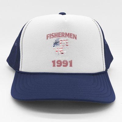 Cute Fisherman 32 Year Old Fishing Fisherman 1991 32nd Birthday Trucker Hat