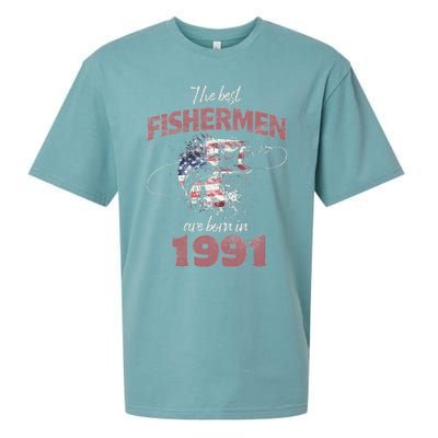 Cute Fisherman 32 Year Old Fishing Fisherman 1991 32nd Birthday Sueded Cloud Jersey T-Shirt