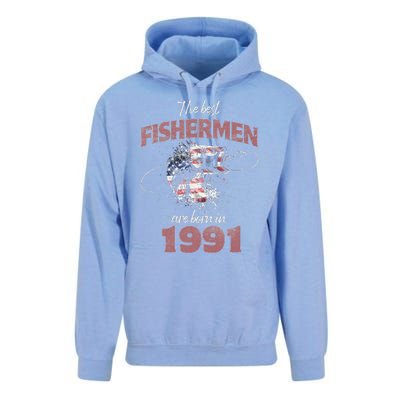 Cute Fisherman 32 Year Old Fishing Fisherman 1991 32nd Birthday Unisex Surf Hoodie